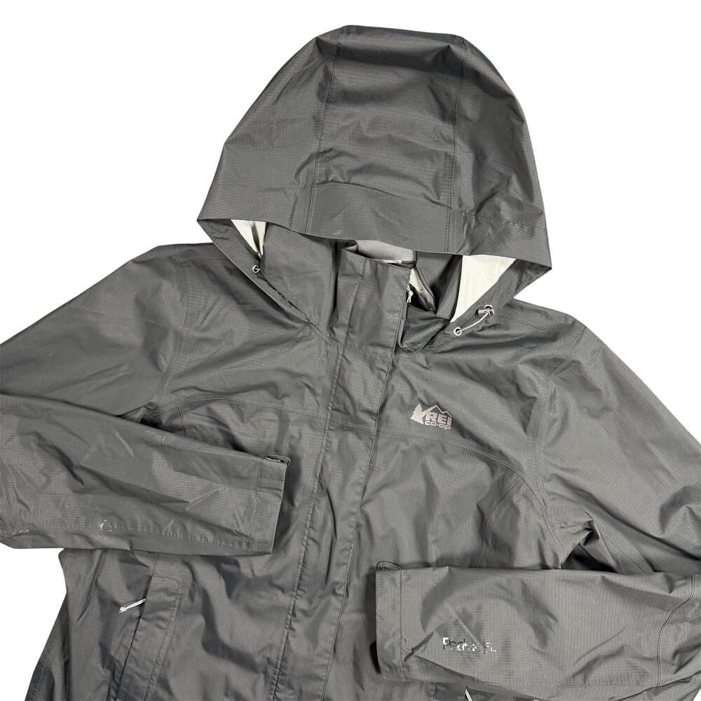 REI Co-op Women’s Large Black Waterproof Rain Jacket Hooded Full Zip Outdoor